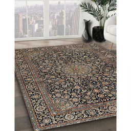 Traditional Burgundy Brown Persian Rug in Family Room, tr4046