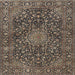 Round Machine Washable Traditional Burgundy Brown Rug, wshtr4046