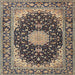 Square Traditional Taupe Brown Medallion Rug, tr4047