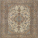 Round Machine Washable Traditional Sepia Brown Rug, wshtr4048