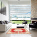 Square Machine Washable Traditional Fire Red Rug in a Living Room, wshtr4049