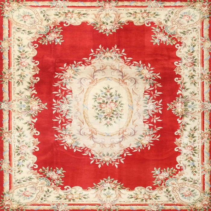 Round Machine Washable Traditional Fire Red Rug, wshtr4049