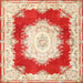 Round Machine Washable Traditional Fire Red Rug, wshtr4049