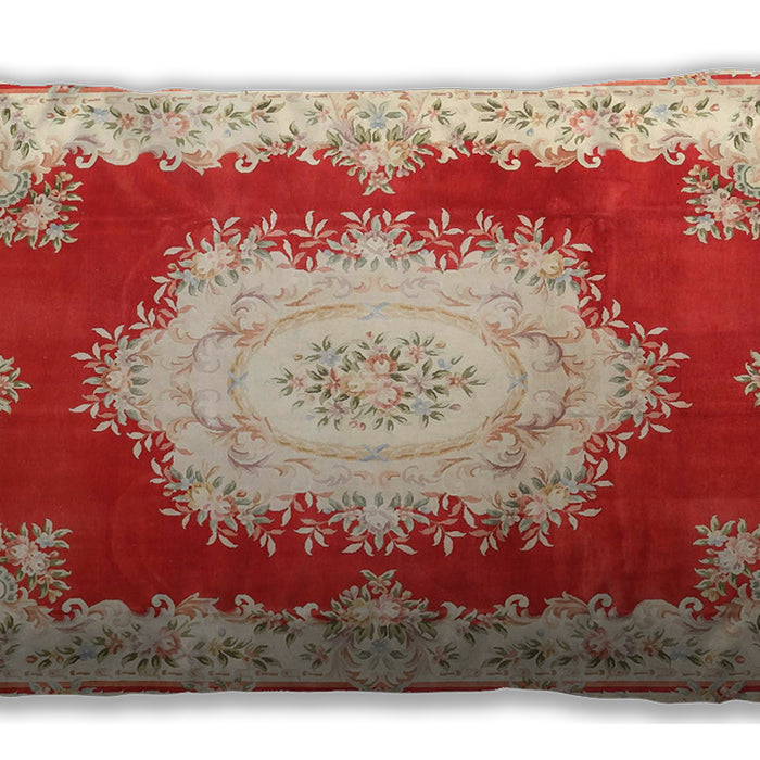 Traditional Classic Rectangular Fire Red Lumbar Throw Pillow, 13 inch by 19 inch, lbtr4049