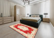 Machine Washable Traditional Fire Red Rug in a Bedroom, wshtr4049