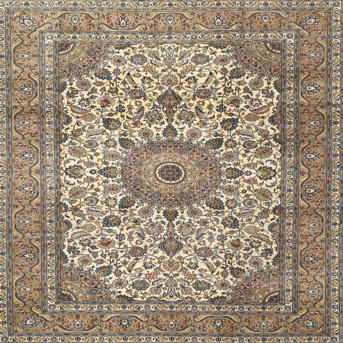 Round Machine Washable Traditional Brown Rug, wshtr4050