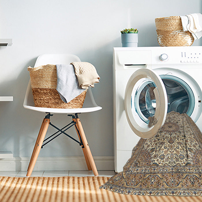 Machine Washable Traditional Brown Rug in a Washing Machine, wshtr4050