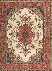 Machine Washable Traditional Brown Red Rug, wshtr4051