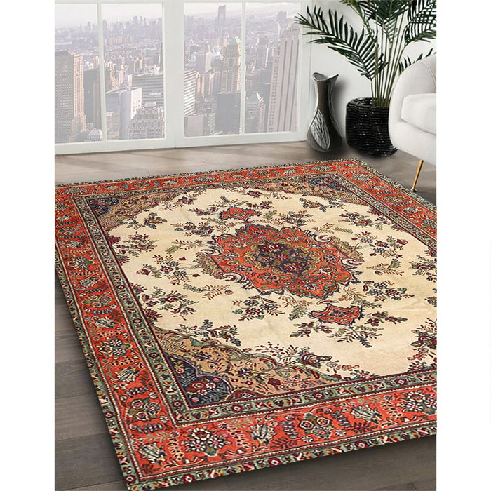 Machine Washable Traditional Brown Red Rug in a Family Room, wshtr4051