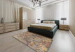 Traditional Chestnut Brown Persian Rug in a Bedroom, tr4052