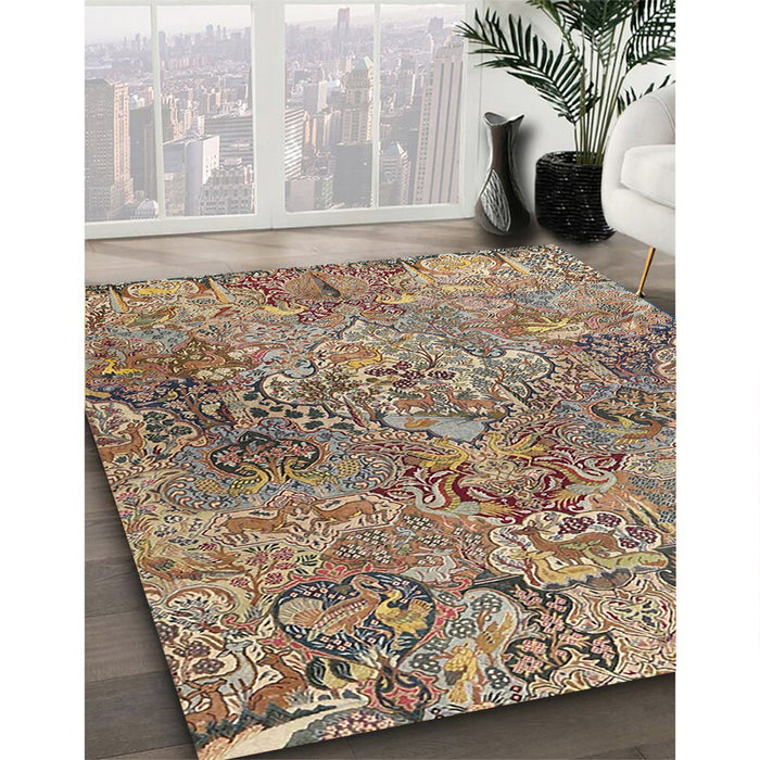 Machine Washable Traditional Chestnut Brown Rug in a Family Room, wshtr4052