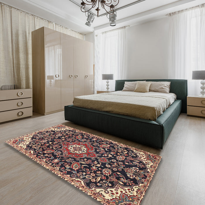 Traditional Light Copper Gold Persian Rug in a Bedroom, tr4053