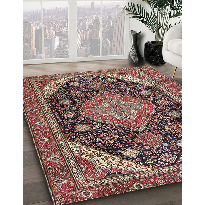 Traditional Camel Brown Persian Rug in Family Room, tr4054