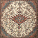 Round Machine Washable Traditional Sepia Brown Rug, wshtr4056