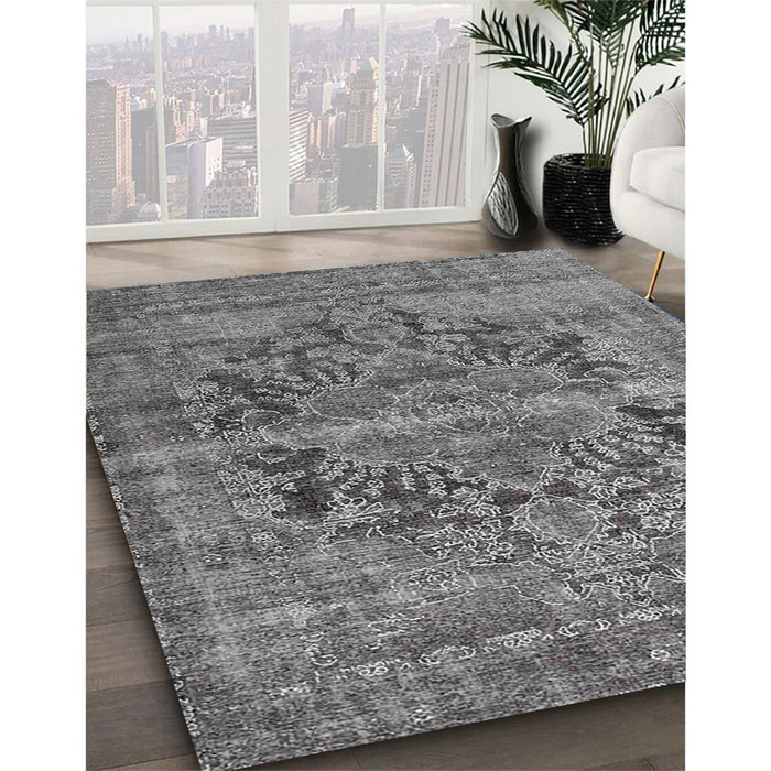 Traditional Dark Gray Persian Rug in Family Room, tr4057