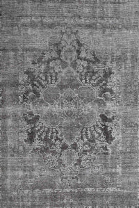 Machine Washable Traditional Dark Gray Rug, wshtr4057