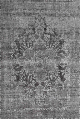 Machine Washable Traditional Dark Gray Rug, wshtr4057