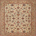 Round Machine Washable Traditional Sienna Brown Rug, wshtr405