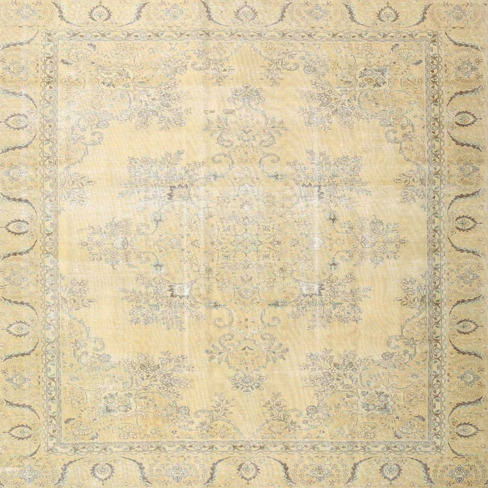 Square Traditional Khaki Gold Persian Rug, tr4060