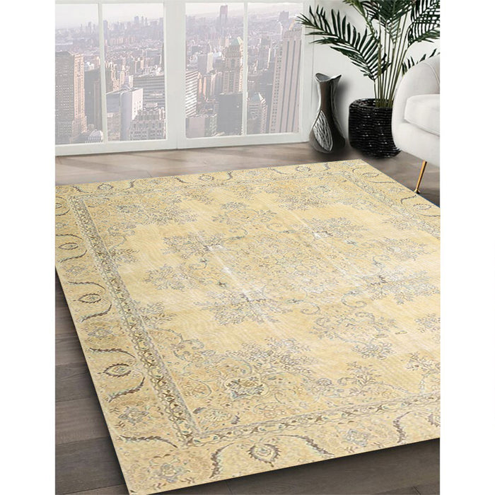 Traditional Khaki Gold Persian Rug in Family Room, tr4060