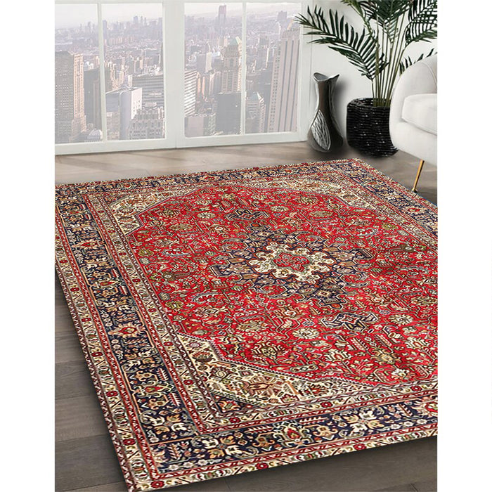 Machine Washable Traditional Tomato Red Rug in a Family Room, wshtr4064