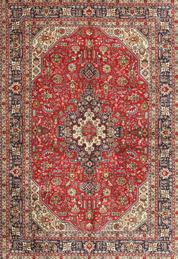 Machine Washable Traditional Tomato Red Rug, wshtr4064