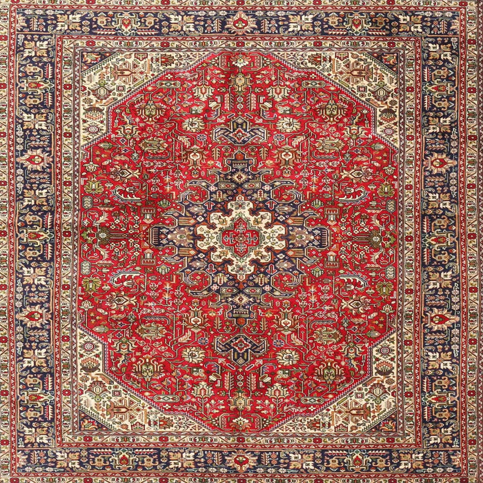 Round Machine Washable Traditional Tomato Red Rug, wshtr4064