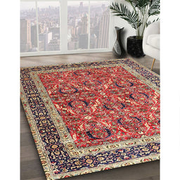 Traditional Fire Brick Red Persian Rug in Family Room, tr4065