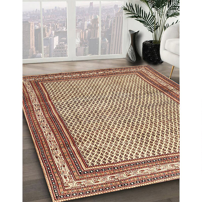Traditional Brown Red Persian Rug in Family Room, tr4066