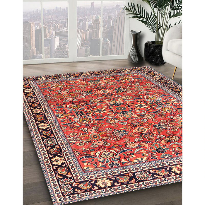 Machine Washable Traditional Light Copper Gold Rug in a Family Room, wshtr4068