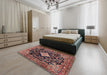 Traditional Orange Salmon Pink Persian Rug in a Bedroom, tr4069