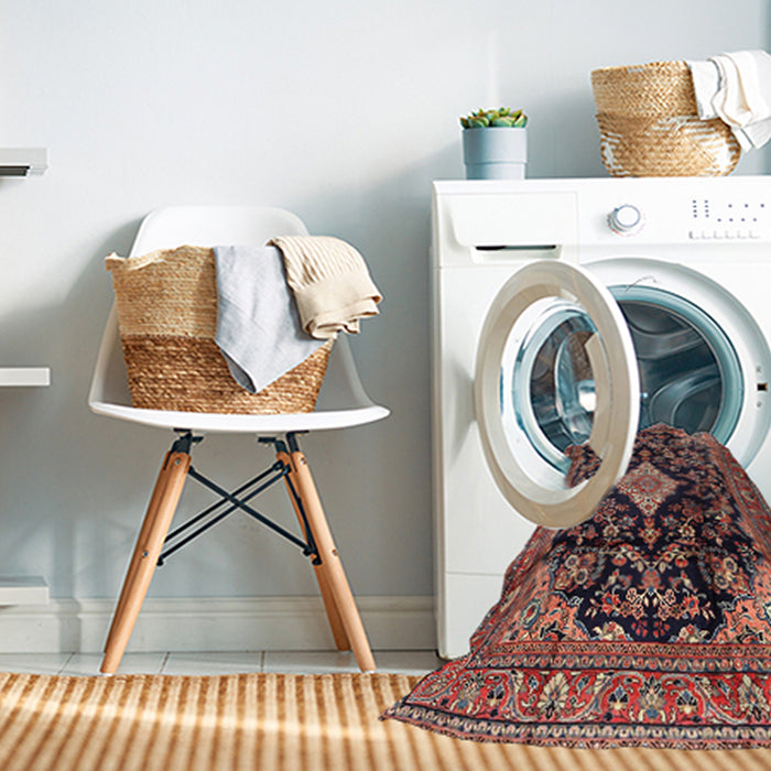 Machine Washable Traditional Orange Salmon Pink Rug in a Washing Machine, wshtr4069