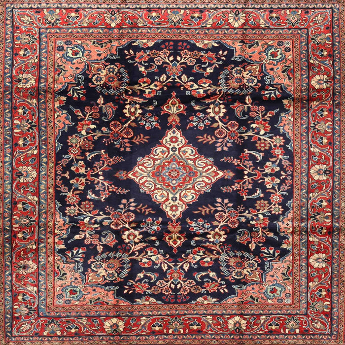 Square Traditional Orange Salmon Pink Persian Rug, tr4069