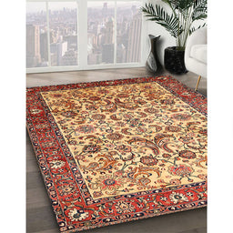 Traditional Fire Brick Red Persian Rug in Family Room, tr406