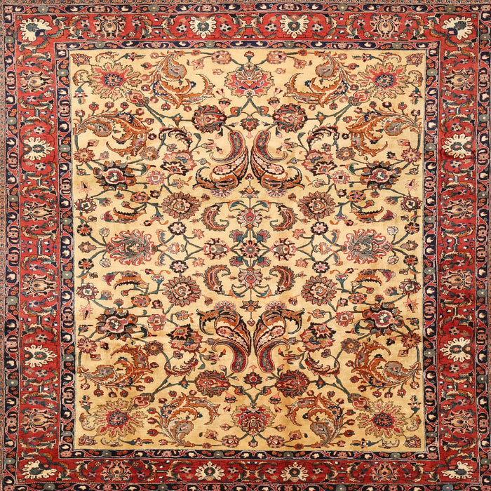 Square Traditional Fire Brick Red Persian Rug, tr406