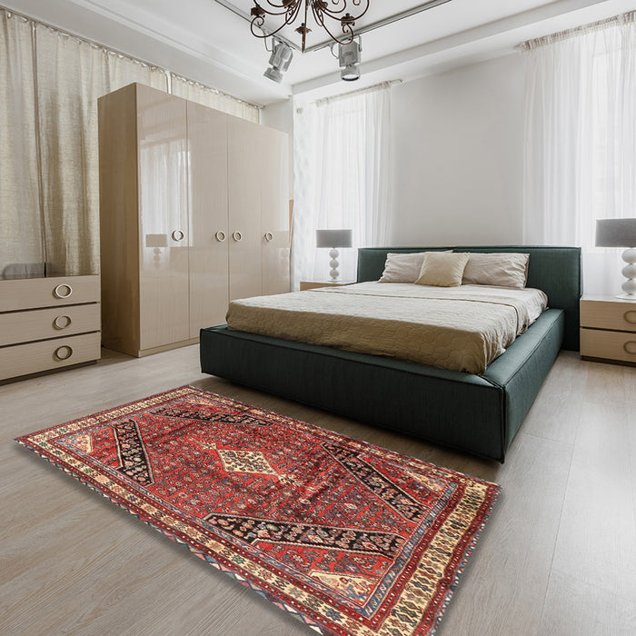 Traditional Orange Salmon Pink Persian Rug in a Bedroom, tr4070