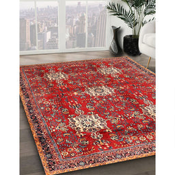 Traditional Copper Red Pink Persian Rug in Family Room, tr4071