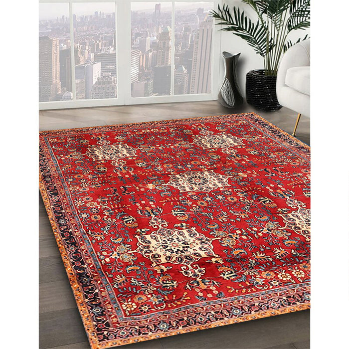 Traditional Copper Red Pink Persian Rug in Family Room, tr4071