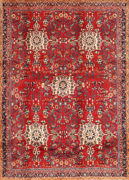 Machine Washable Traditional Copper Red Pink Rug, wshtr4071