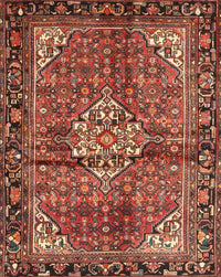 Machine Washable Traditional Saffron Red Rug, wshtr4073