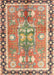 Machine Washable Traditional Brown Green Rug, wshtr4074