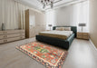 Traditional Brownish Green Persian Rug in a Bedroom, tr4074