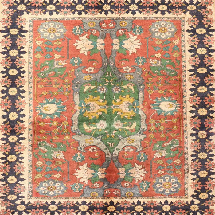 Square Traditional Brownish Green Persian Rug, tr4074