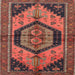 Round Machine Washable Traditional Rust Pink Rug, wshtr4075