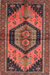 Machine Washable Traditional Rust Pink Rug, wshtr4075