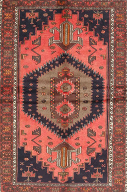 Machine Washable Traditional Rust Pink Rug, wshtr4075