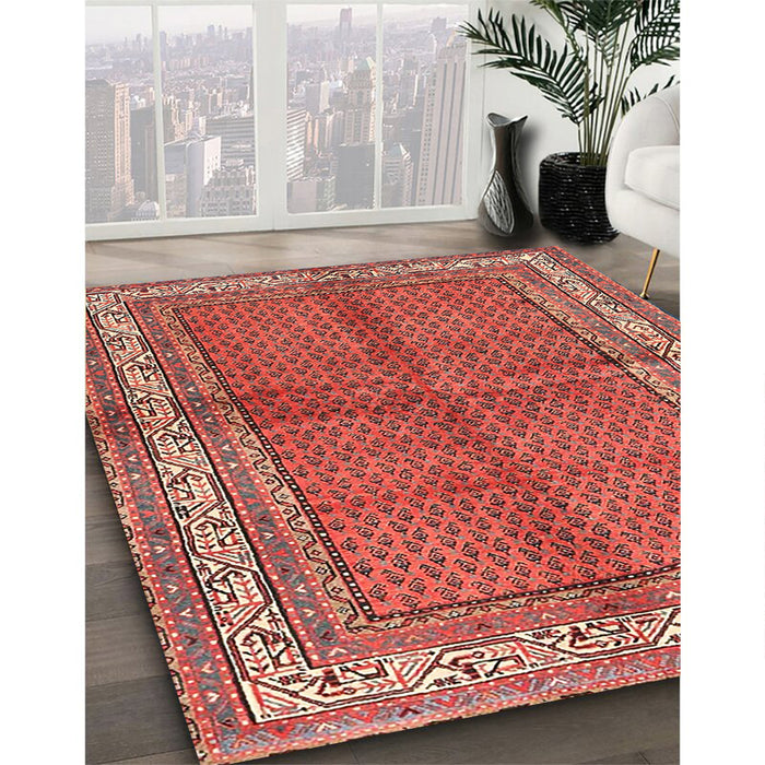 Traditional Sunrise Orange Persian Rug in Family Room, tr4076
