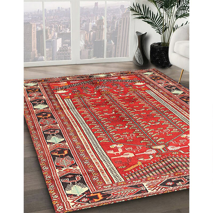 Machine Washable Traditional Light Copper Gold Rug in a Family Room, wshtr407