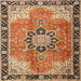 Round Machine Washable Traditional Mahogany Brown Rug, wshtr4081