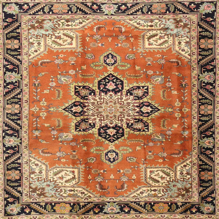 Square Traditional Mahogany Brown Persian Rug, tr4081